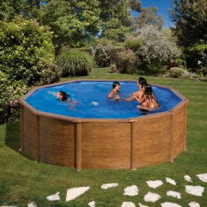 GRE round basin set wood look Pacific Ø 460 x 120 cm