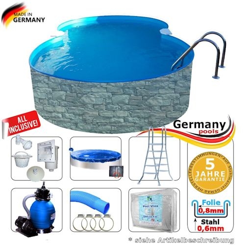 Achtform-Swimmingpool 5,25 x 3,20 x 1,25 m Set Achtform-Pool