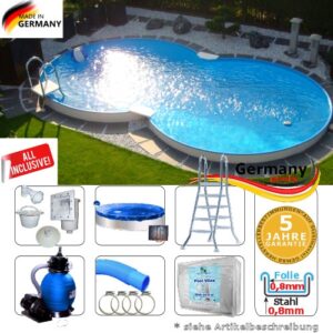 Achtformpool 8,55 x 5,00 x 1,50 m Set