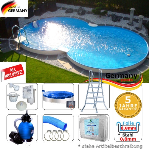 Achtformpool 8,55 x 5,00 x 1,50 m Set