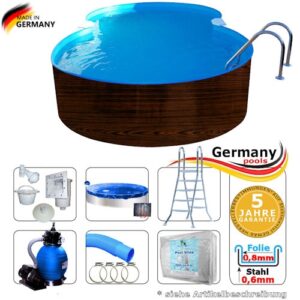 Achtformpool-Holz-Design 6,25 x 3,60 x 1,20 Dark Holz-Muster Set