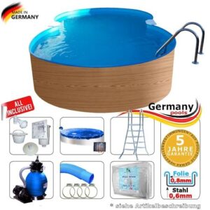 Achtformpool-Holz-Optik 6,25 x 3,60 x 1,20 Achtform-Wood Set