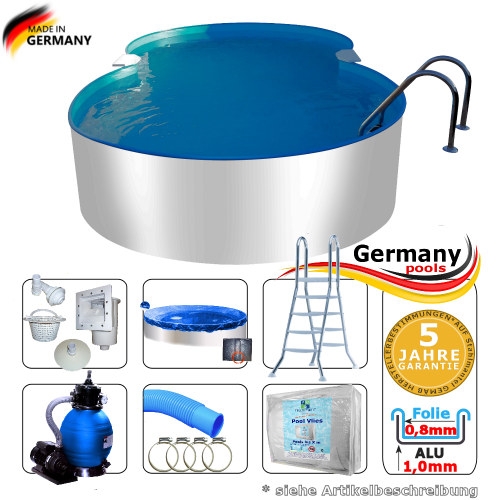 Aluminium-Achtformpool 7,25 x 4,60 x 1,25 m Komplettset Alu-Pool