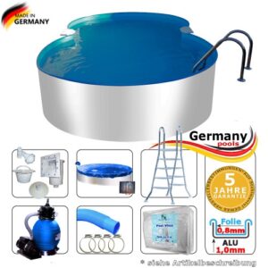 Aluminium-Achtformpool 8,55 x 5,00 x 1,25 m Komplettset Alu-Pool