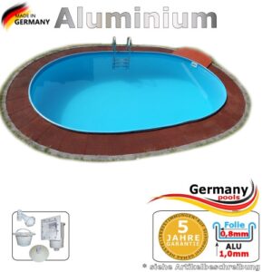 Aluminium Ovalpool 6,00 x 3,20 x 1,50 m Einbaupool Alu