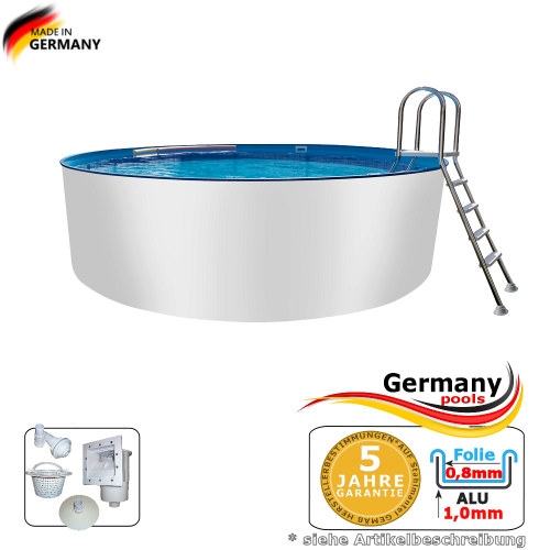 Alupool 4,00 x 1,25 m Alu-Rundbecken Alu-Rundpool Aluminium-Pool