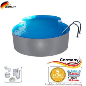 Edelstahl-Achtformpool 6,25 x 3,60 x 1,25 m Achtformbecken Pool