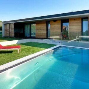 Edelstahlpool Komplettset Infinity® Eternity mit Überlauf-Fertigpool und optional elektrischem Rollo / Poolabdeckung