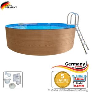 Holzpool 5,50 x 1,20 Dekor Holz Design Aufstellpool Holz-Optik