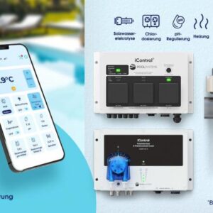 Pool-Salzwasserelektrolyse iControl Salt mit intelligenter Poolsteuerung und optionaler pH-Regulierung