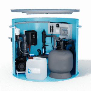 Pool-Technikschacht SaltTec Lite mit Salzwasserelektrolyse & Sandfilteranlage