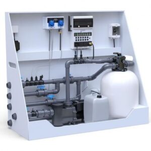 Pool-Technikwand iControlPro Chlor | intelligente Poolsteuerung mit Chlordosierung, Sandfilteranlage und optionaler Gegenstromanlage