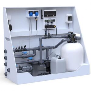 Pool-Technikwand iControlPro Chlor | intelligente Poolsteuerung mit Chlordosierung, Sandfilteranlage und optionaler Gegenstromanlage
