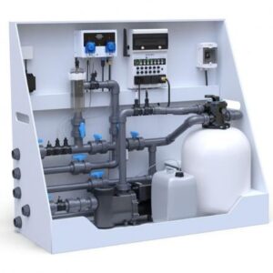 Pool-Technikwand iControlPro Salt | intelligente Poolsteuerung mit Salzwasserelektrolyse, Sandfilteranlage und optionaler Gegenstromanlage