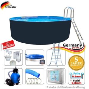 Rundpool 460 x 125 cm Komplettset Anthrazit