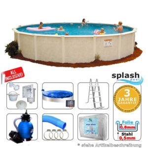 Stahlwandpool 5,50 x 1,32 m Set T1 mit breitem Handlauf