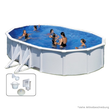 Stahlwandpool 7,30 x 3,75 x 1,20 m Breiter Handlauf Pool Set