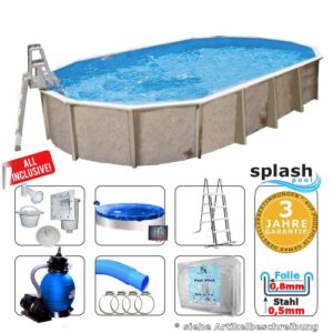 Stahlwandpool oval 6,10 x 3,60 x 1,32 m Center Pool freistehend Set